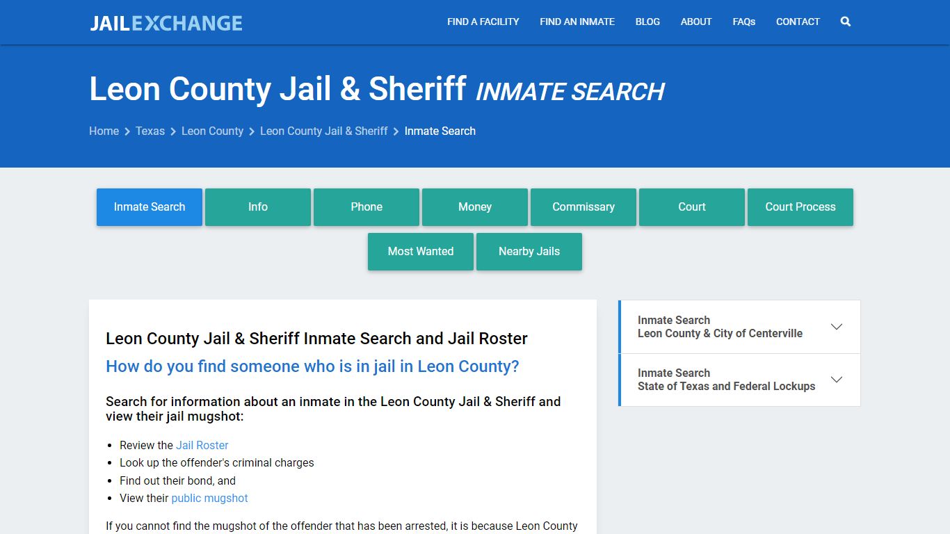 Inmate Search: Roster & Mugshots - Leon County Jail & Sheriff, TX